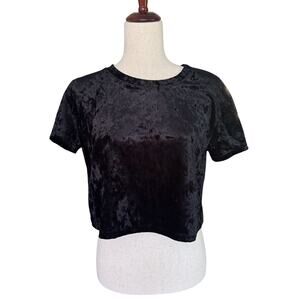 No Comment Crushed Velvet crop top Vintage Medium Y2K Whimsigoth Dark Fairy Vamp